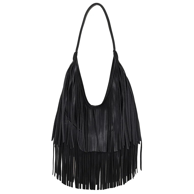 Borsa a Tracolla con Frange in Stile Boho-Chic