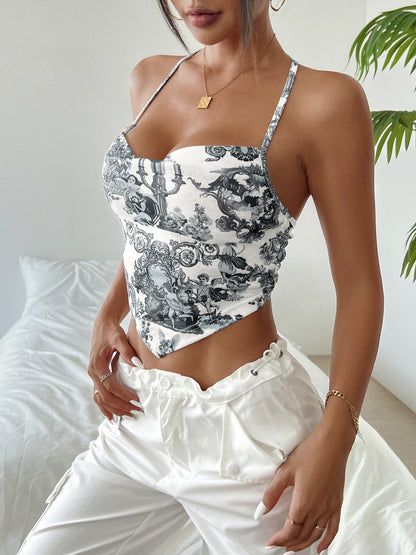 Top bustier femme avec imprimé toile de Jouy