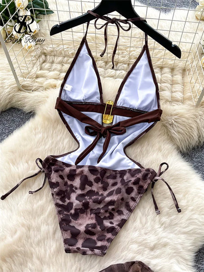 Set 2 Pezzi Mare | Costume Leopardato + Gonna con Spacco
