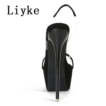 Sandales Femme Talon Aiguille Python avec Plateforme et Bande Transparente