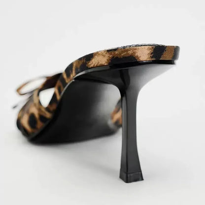Sandali Slingback Leopardati con Tacco a Spillo | Scarpe Estive Donna