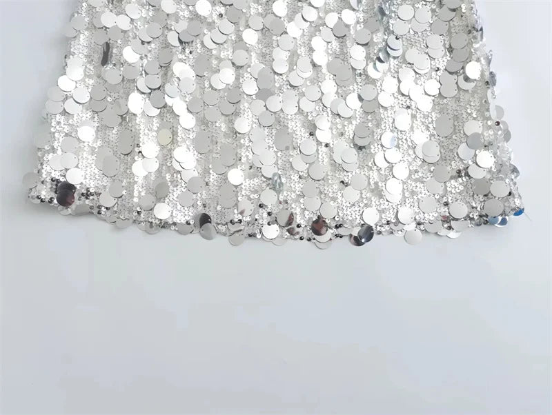 Minigonna di Paillettes a Vita Alta Donna