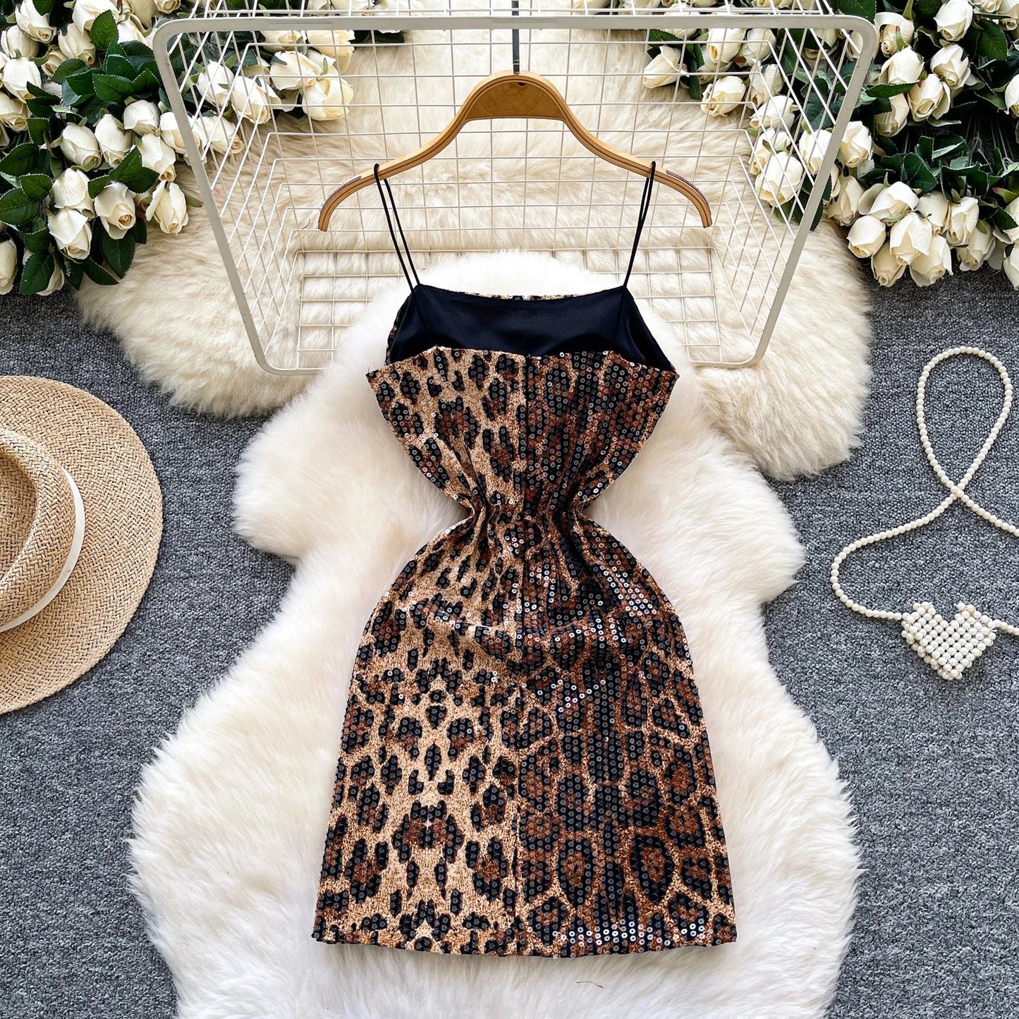 Abito Mini Leopardato con Paillettes - Rosboutiquechic