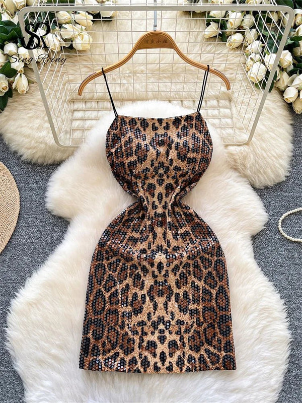 Abito Mini Leopardato con Paillettes - Rosboutiquechic