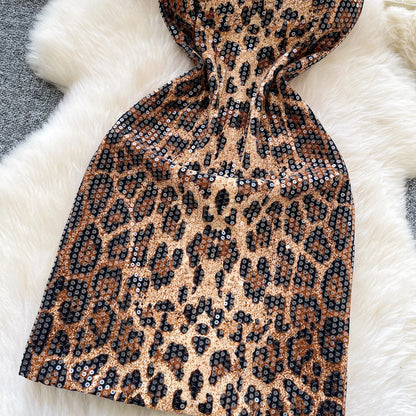 Abito Mini Leopardato con Paillettes - Rosboutiquechic