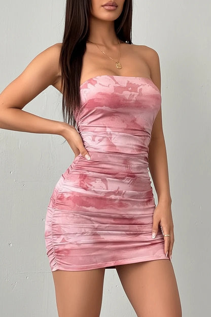 Abito Mini Tie - Dye Rosa - Rosboutiquechic