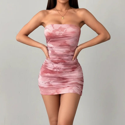 Abito Mini Tie - Dye Rosa - Rosboutiquechic