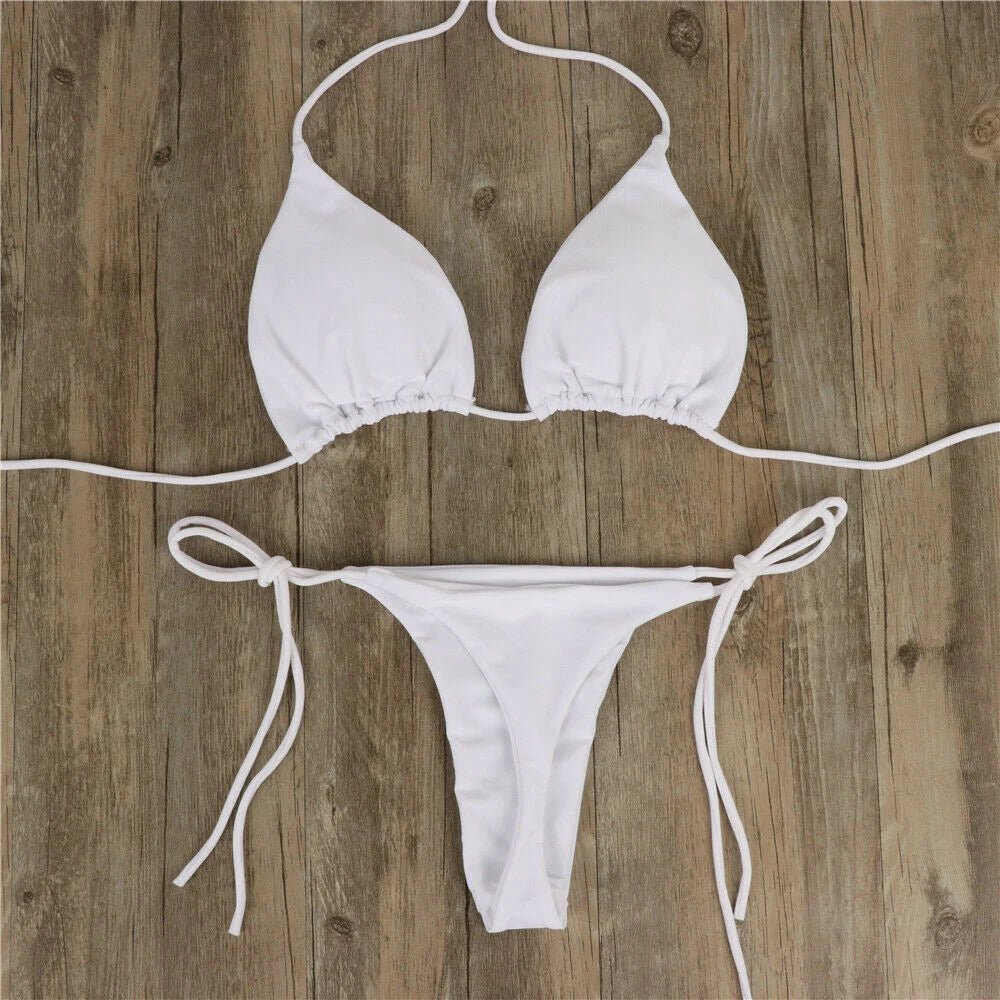 Bikini a Triangolo in Tessuto a Costine - Rosboutiquechic