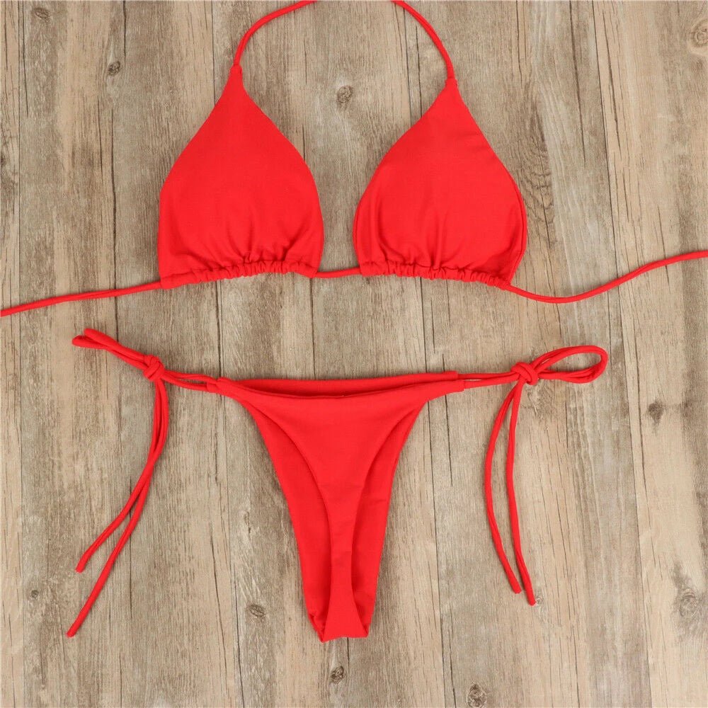 Bikini a Triangolo in Tessuto a Costine - Rosboutiquechic