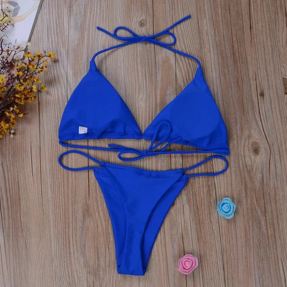 Bikini a Triangolo in Tessuto a Costine - Rosboutiquechic