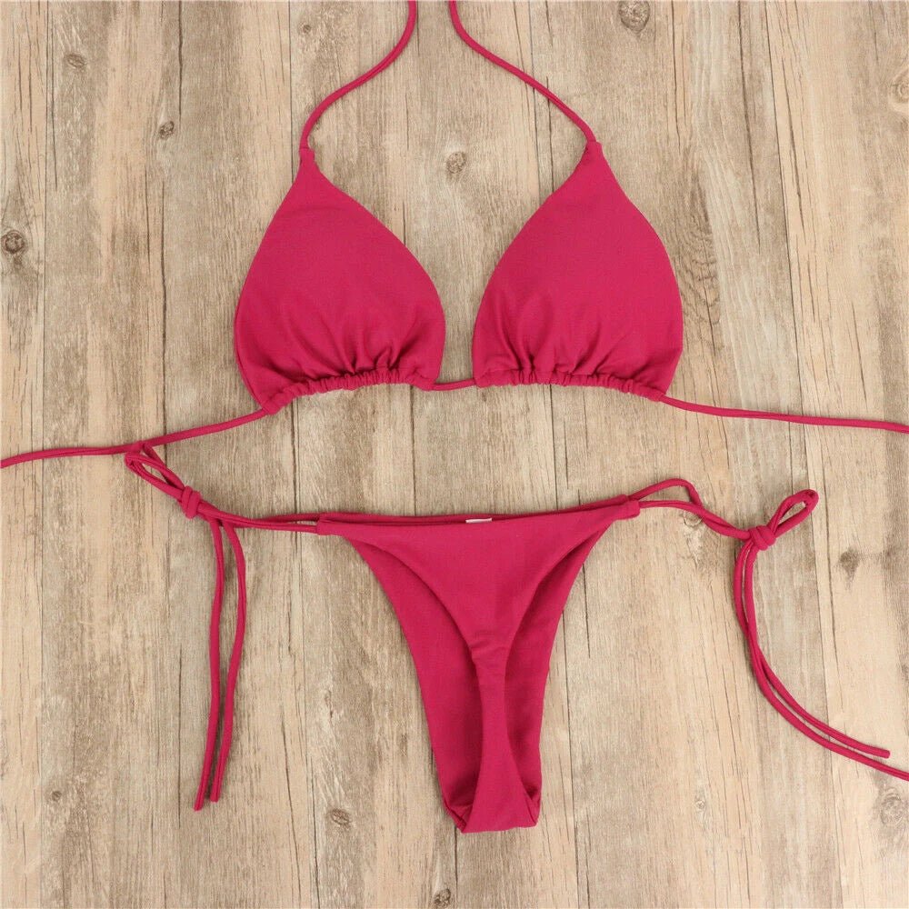 Bikini a Triangolo in Tessuto a Costine - Rosboutiquechic
