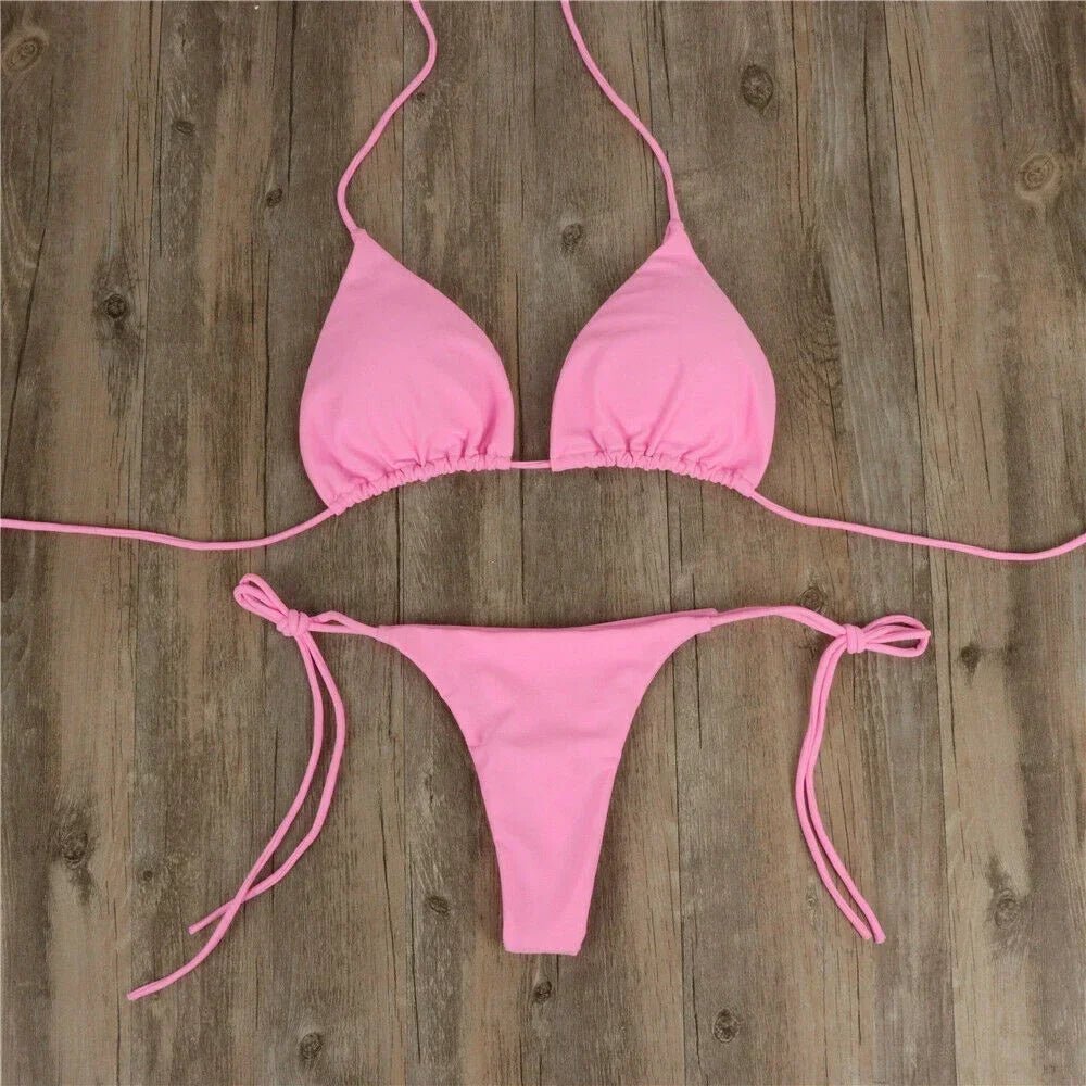 Bikini a Triangolo in Tessuto a Costine - Rosboutiquechic
