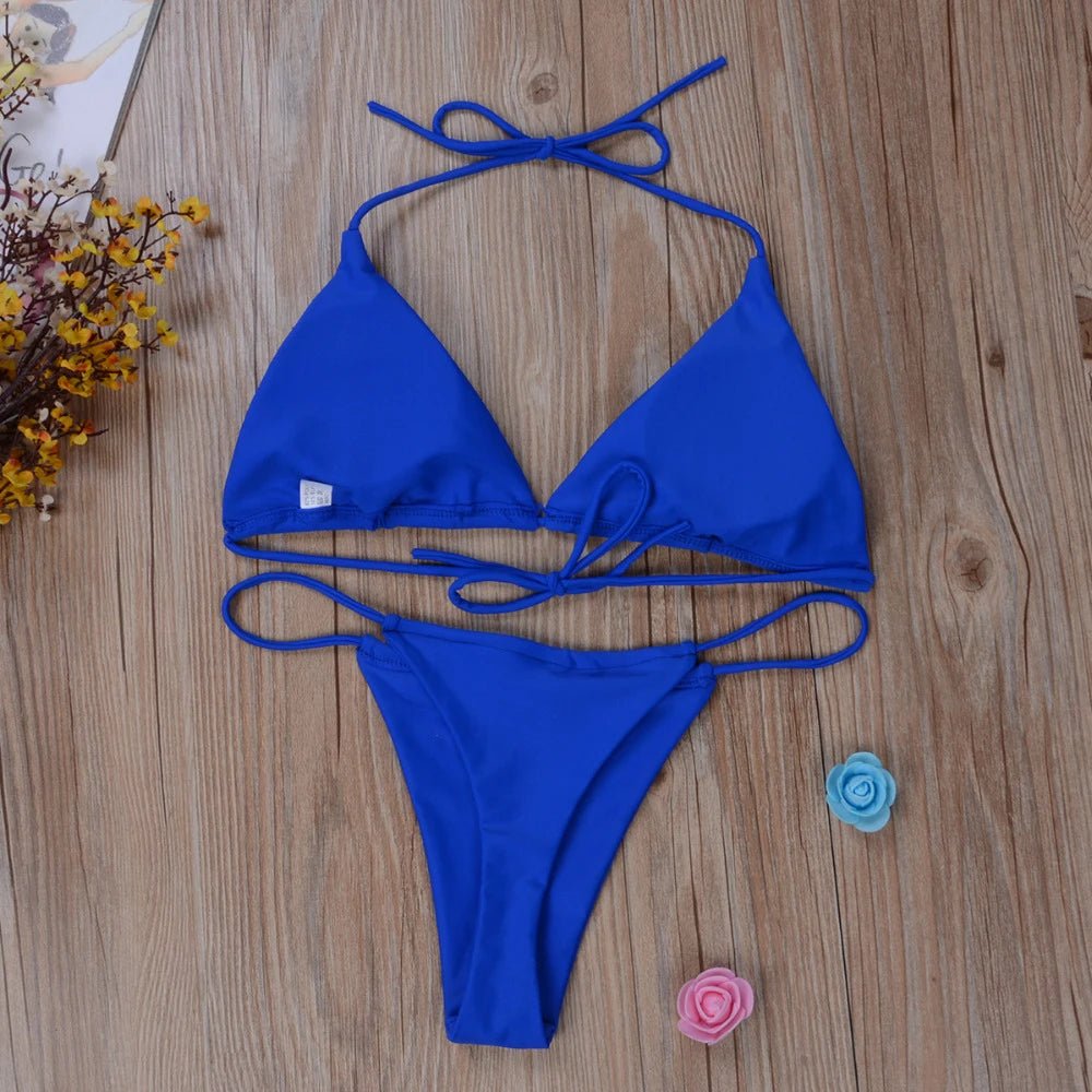 Bikini a Triangolo in Tessuto a Costine - Rosboutiquechic