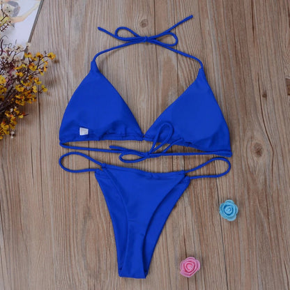 Bikini a Triangolo in Tessuto a Costine - Rosboutiquechic