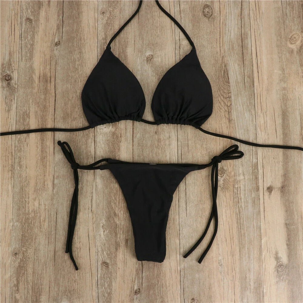 Bikini a Triangolo in Tessuto a Costine - Rosboutiquechic
