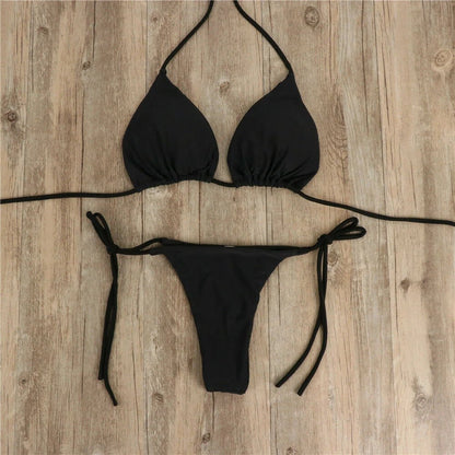 Bikini a Triangolo in Tessuto a Costine - Rosboutiquechic
