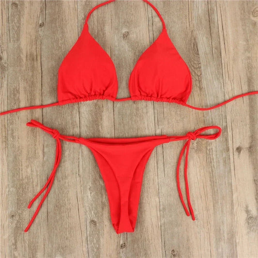 Bikini a Triangolo in Tessuto a Costine - Rosboutiquechic
