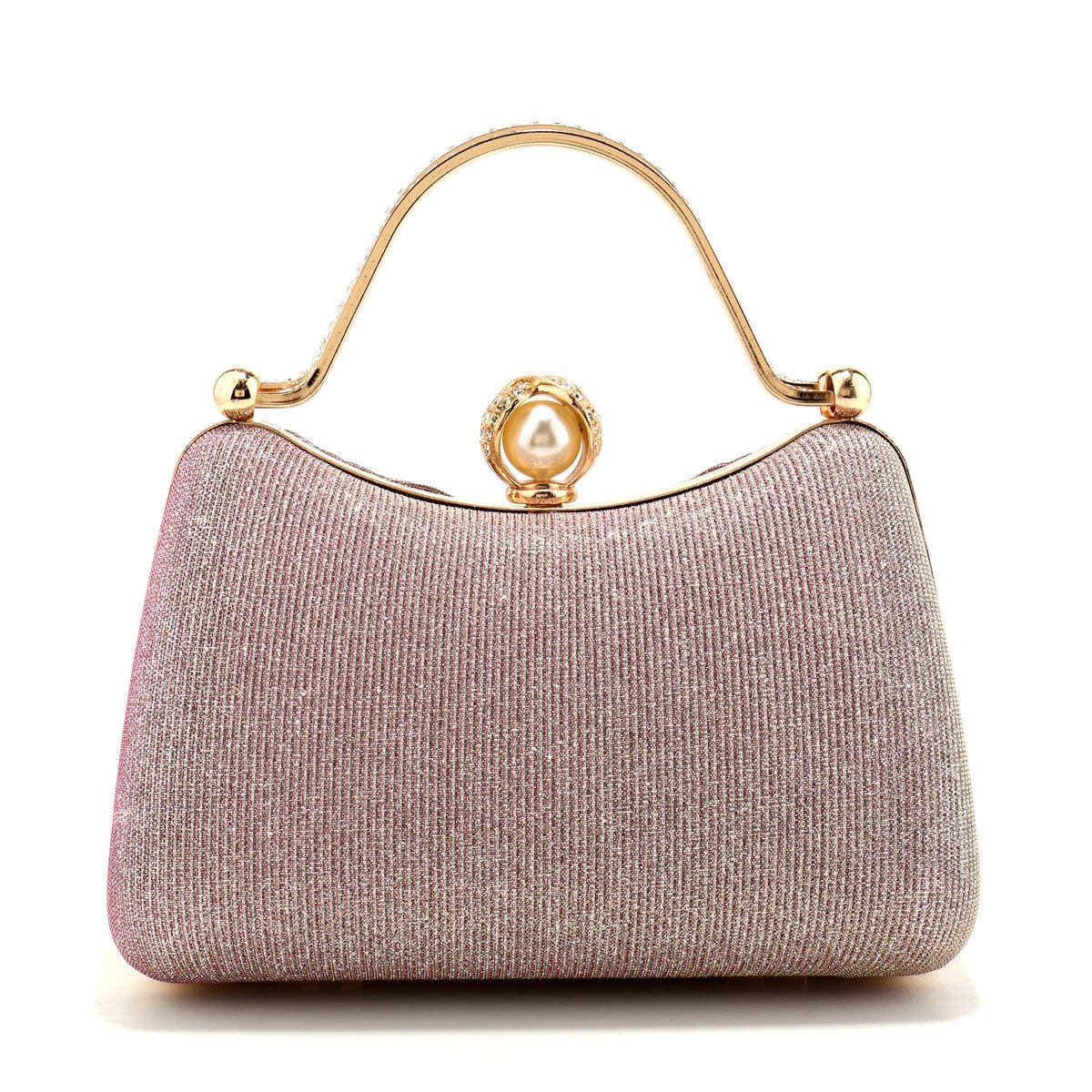 Borsa Clutch da Cerimonia Plissettata con Manico Dorato - Rosboutiquechic