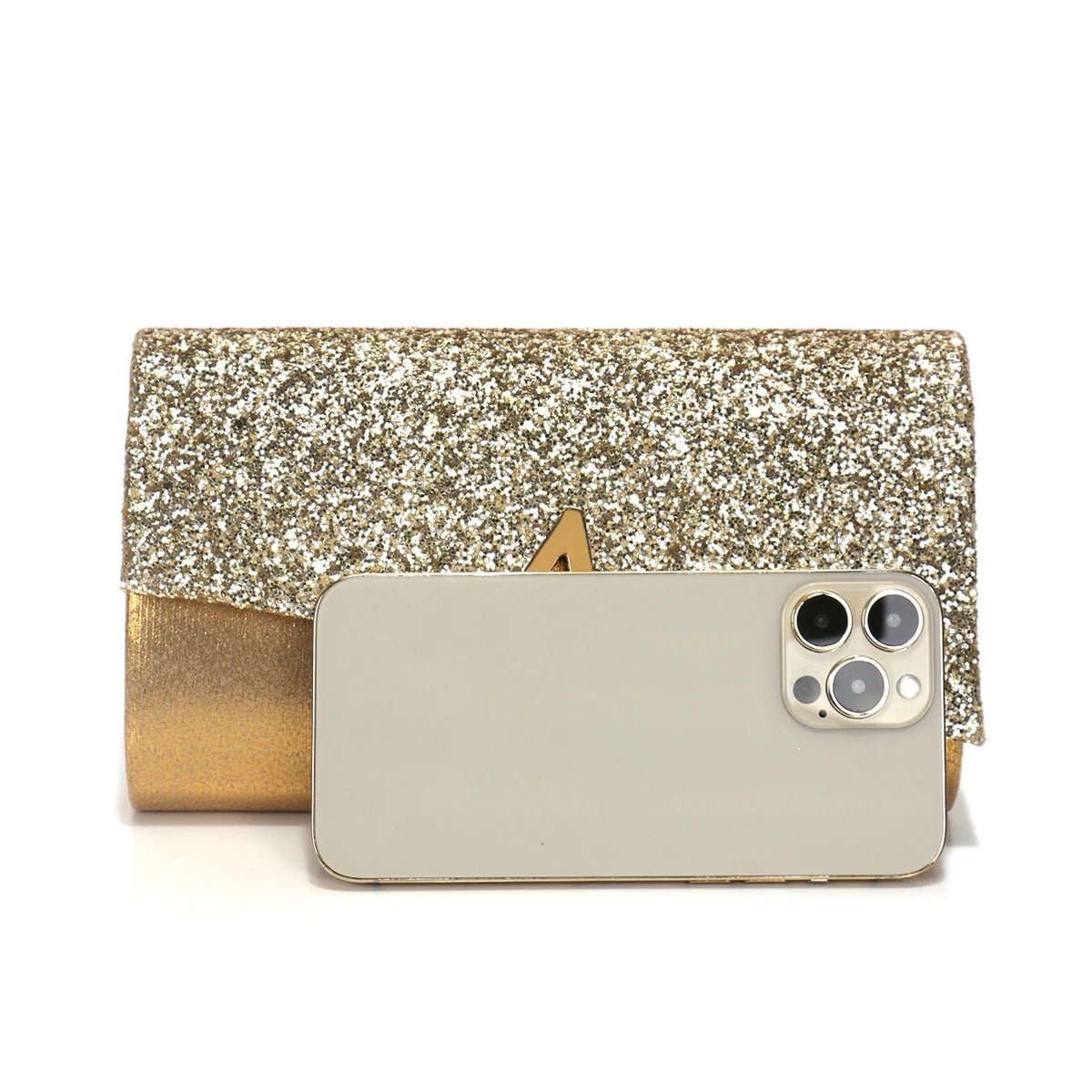 Borsa Clutch Rigida Glitter con Chiusura Geometrica - Rosboutiquechic