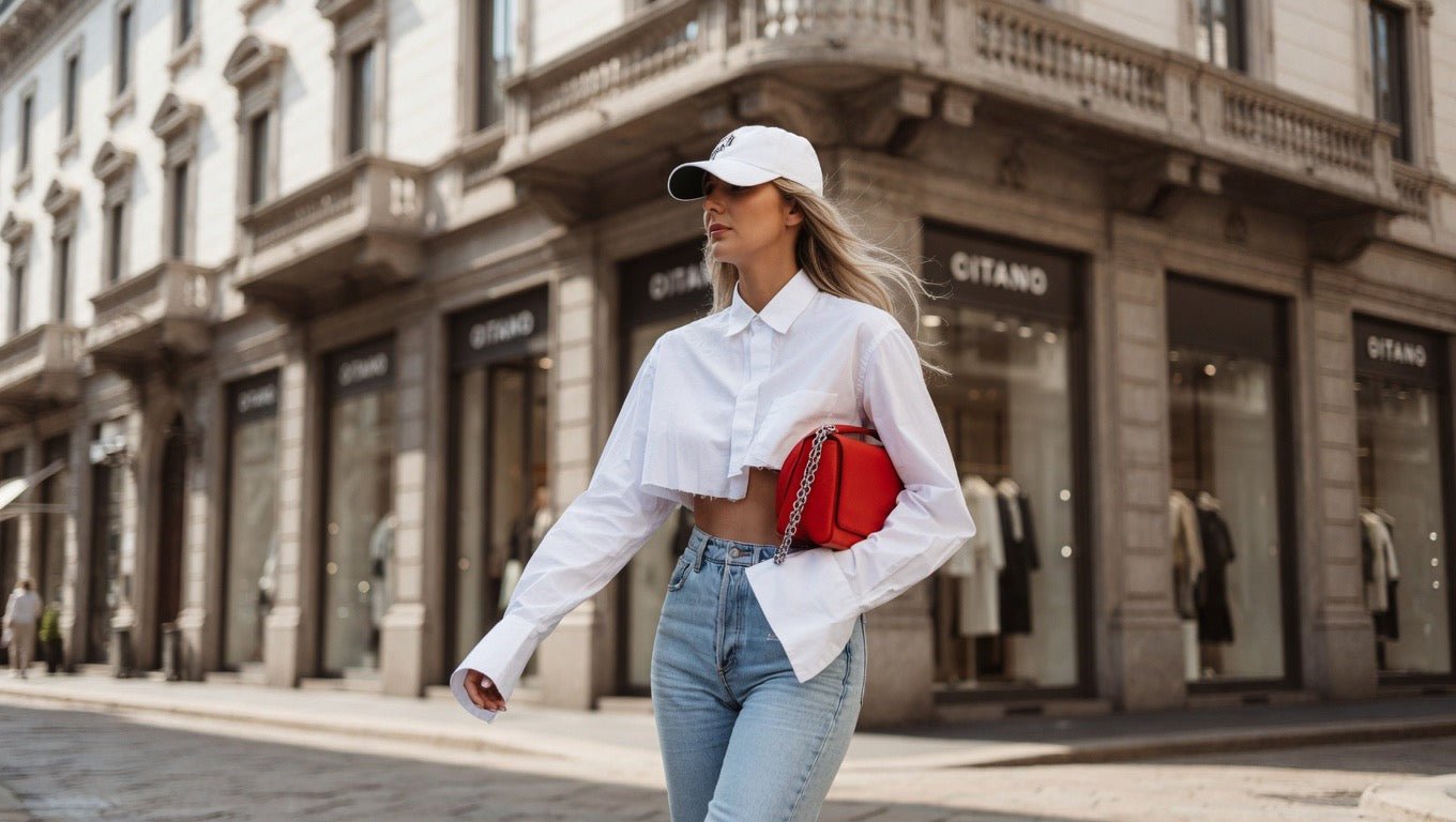 Camicia Corta Donna Crop Top in Cotone Slim Fit - Rosboutiquechic