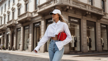Camicia Corta Donna Crop Top in Cotone Slim Fit - Rosboutiquechic