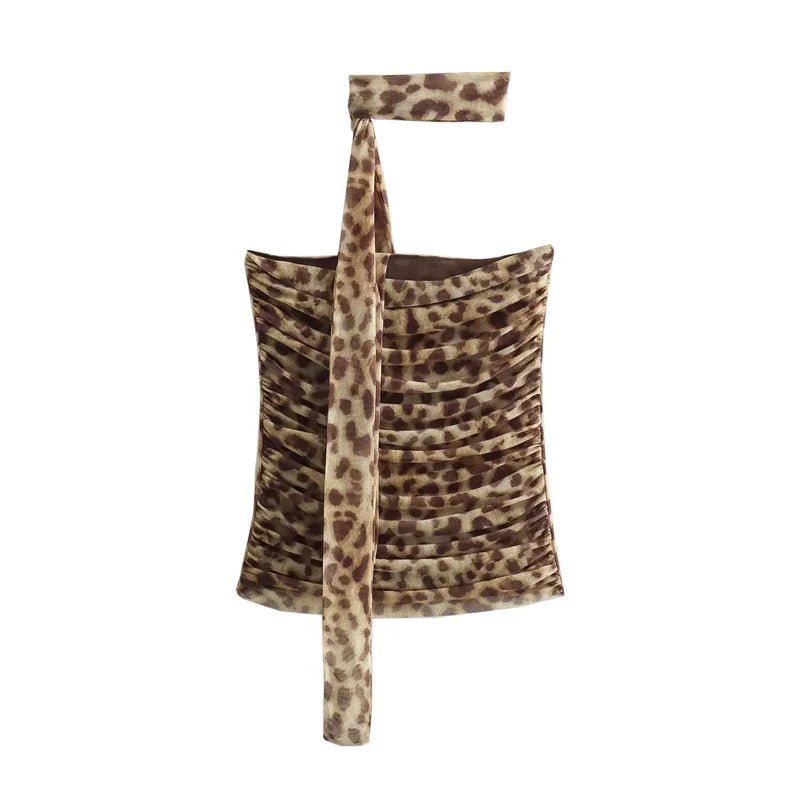 Coordinato Vintage Leopardato Donna con Pieghe | Camisole Urban Chic - Rosboutiquechic
