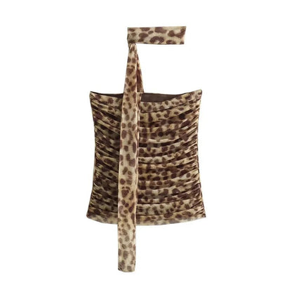 Coordinato Vintage Leopardato Donna con Pieghe | Camisole Urban Chic - Rosboutiquechic