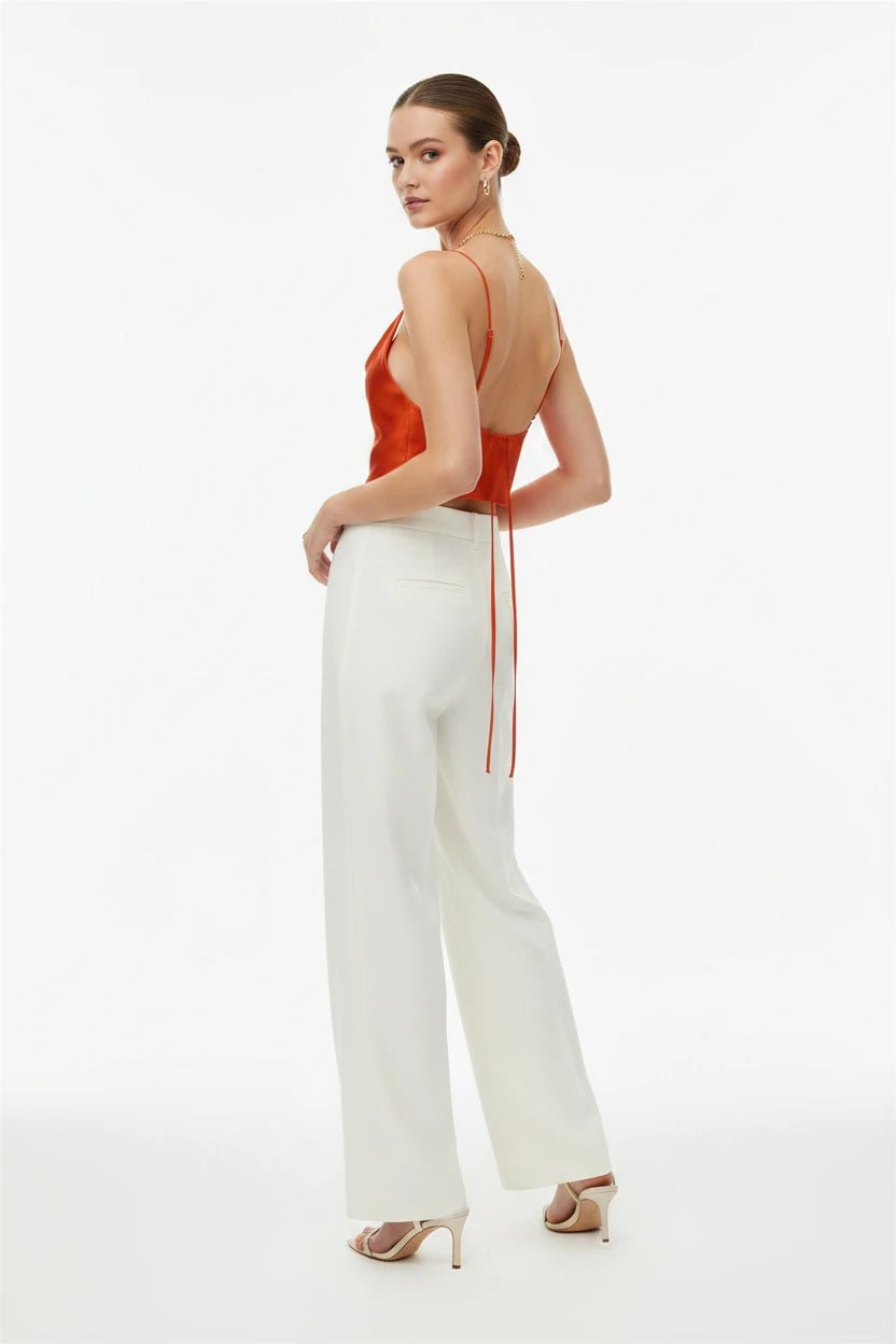 Crop Top in Satin con Spalline a Catenella Oro - Rosboutiquechic