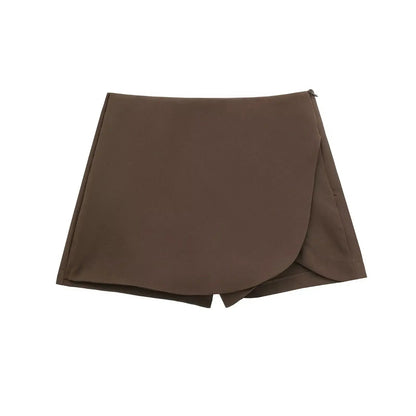 Gonna Pantalone a Vita Alta con Zip Laterale - Rosboutiquechic