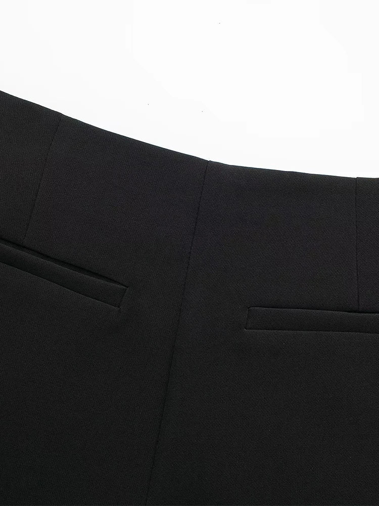 Gonna Pantalone a Vita Alta con Zip Laterale - Rosboutiquechic