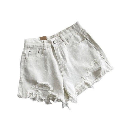 Pantaloncini Jeans Vita Alta Strappati - Shorts Denim Distressed in Vari Colori - Rosboutiquechic