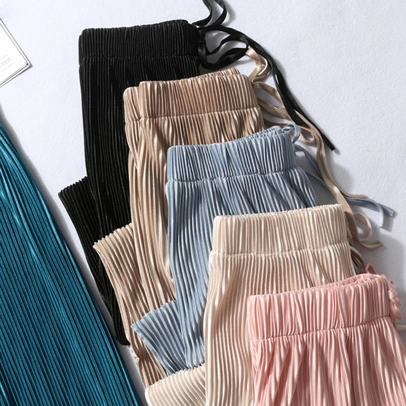 Pantaloni Plissé a Gamba Larga Eleganti - Rosboutiquechic
