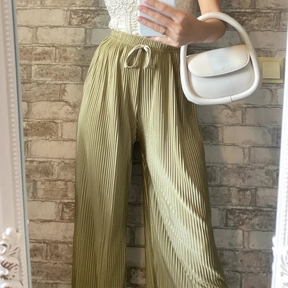 Pantaloni Plissé a Gamba Larga Eleganti - Rosboutiquechic