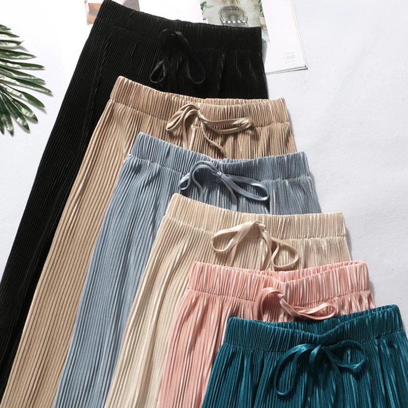 Pantaloni Plissé a Gamba Larga Eleganti - Rosboutiquechic