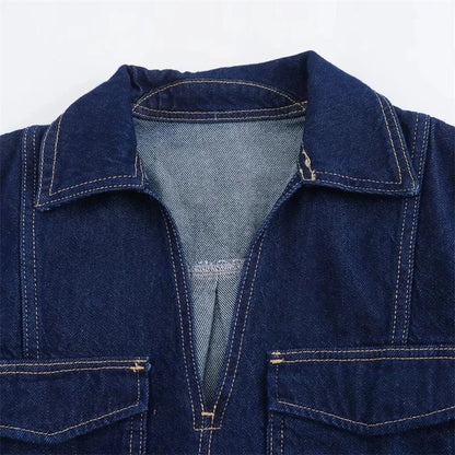 Set Coordinato Denim Donna: Camicia Crop e Minigonna Blu - Rosboutiquechic