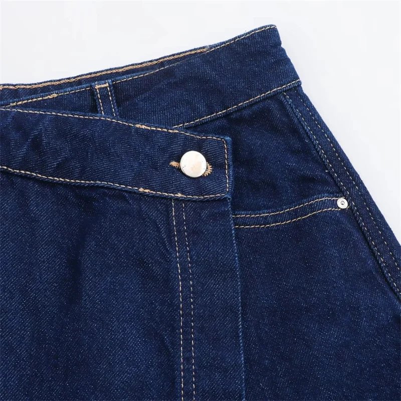 Set Coordinato Denim Donna: Camicia Crop e Minigonna Blu - Rosboutiquechic
