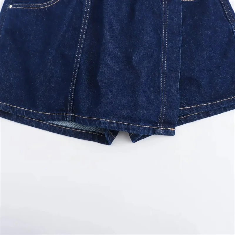Set Coordinato Denim Donna: Camicia Crop e Minigonna Blu - Rosboutiquechic