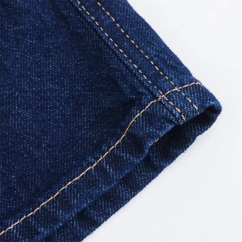 Set Coordinato Denim Donna: Camicia Crop e Minigonna Blu - Rosboutiquechic