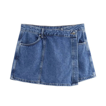 Set Coordinato Denim Donna: Camicia Crop e Minigonna Blu - Rosboutiquechic