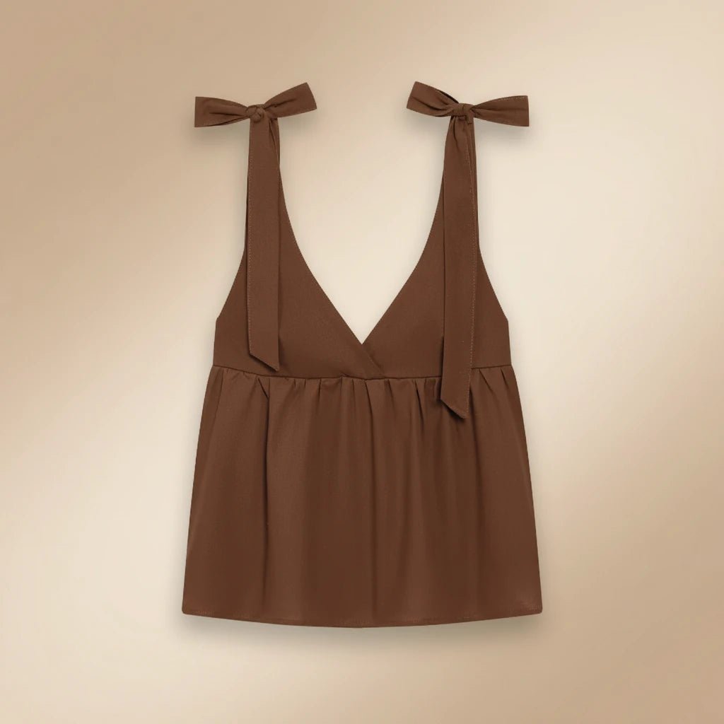 Set Coordinato Estivo in Lino: Top con Spalline a Fiocco e Pantaloncini - Rosboutiquechic