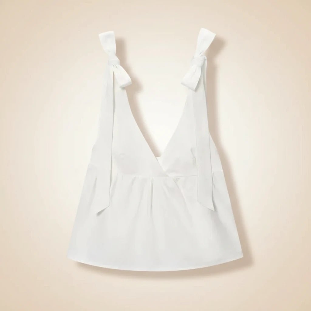 Set Coordinato Estivo in Lino: Top con Spalline a Fiocco e Pantaloncini - Rosboutiquechic