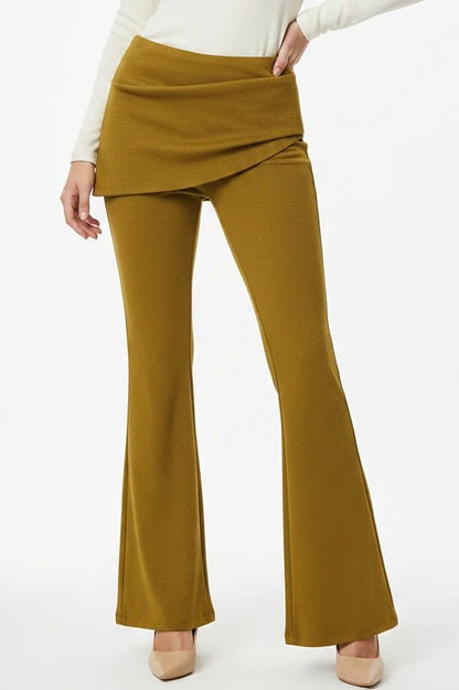 Set Coordinato Giallo Senape: Top a Fascia e Pantaloni a Zampa Flare - Rosboutiquechic