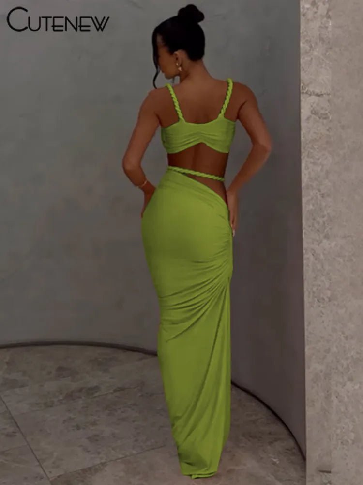 Set Coordinato Top a Bustino e Gonna Lunga Cut - Out - Rosboutiquechic
