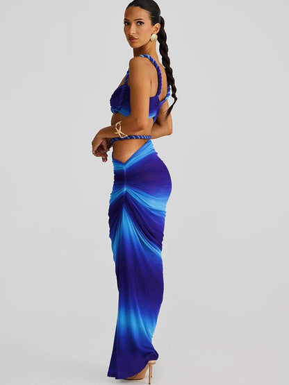 Set Coordinato Top a Bustino e Gonna Lunga Cut - Out - Rosboutiquechic