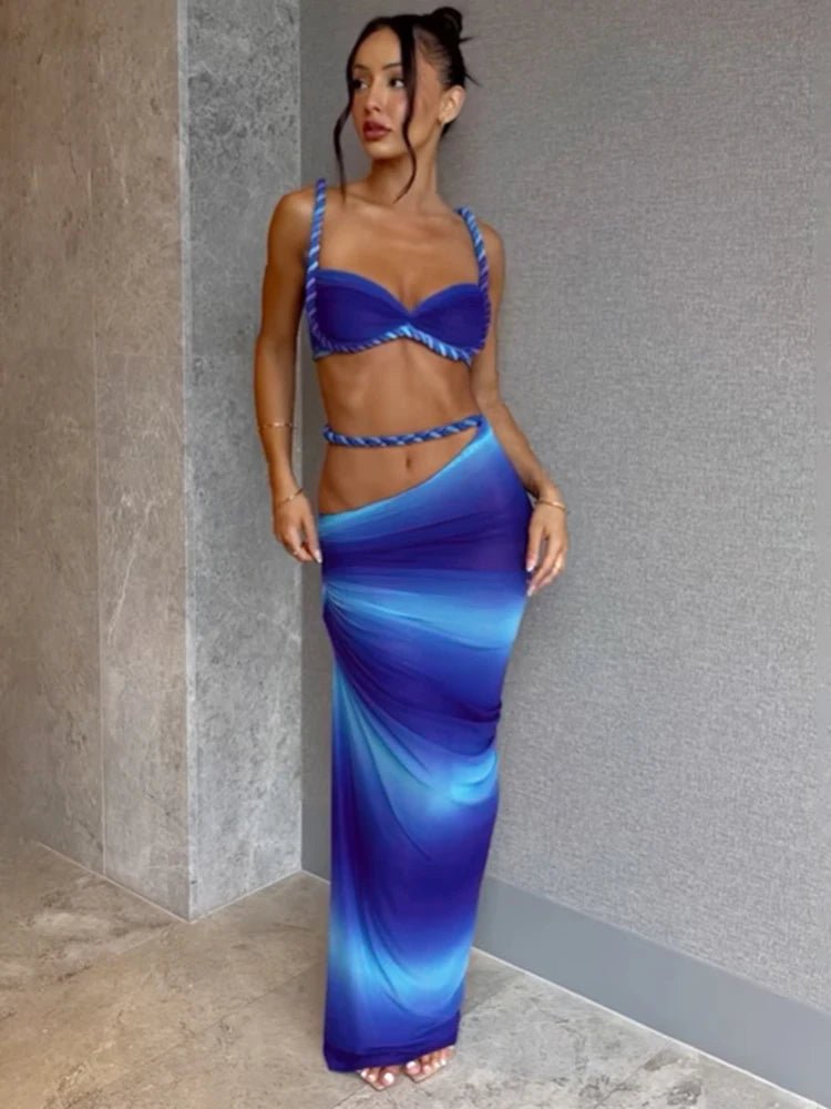 Set Coordinato Top a Bustino e Gonna Lunga Cut - Out - Rosboutiquechic