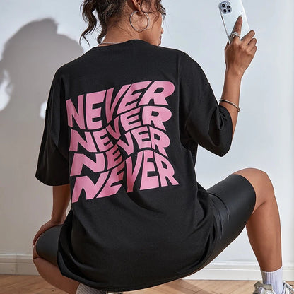 T-shirt Oversize Donna "NEVER" - Rosboutiquechic