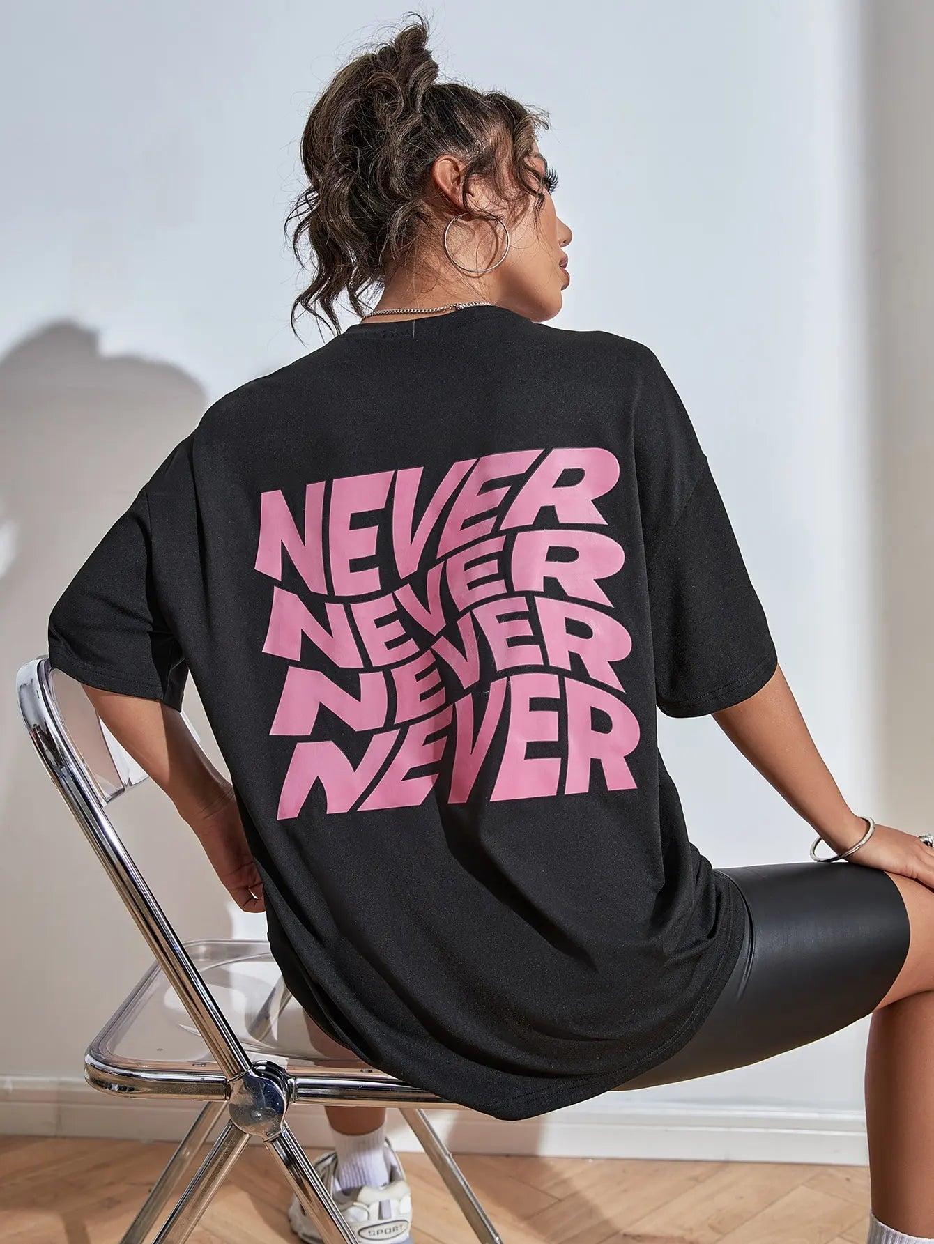 T-shirt Oversize Donna "NEVER" - Rosboutiquechic
