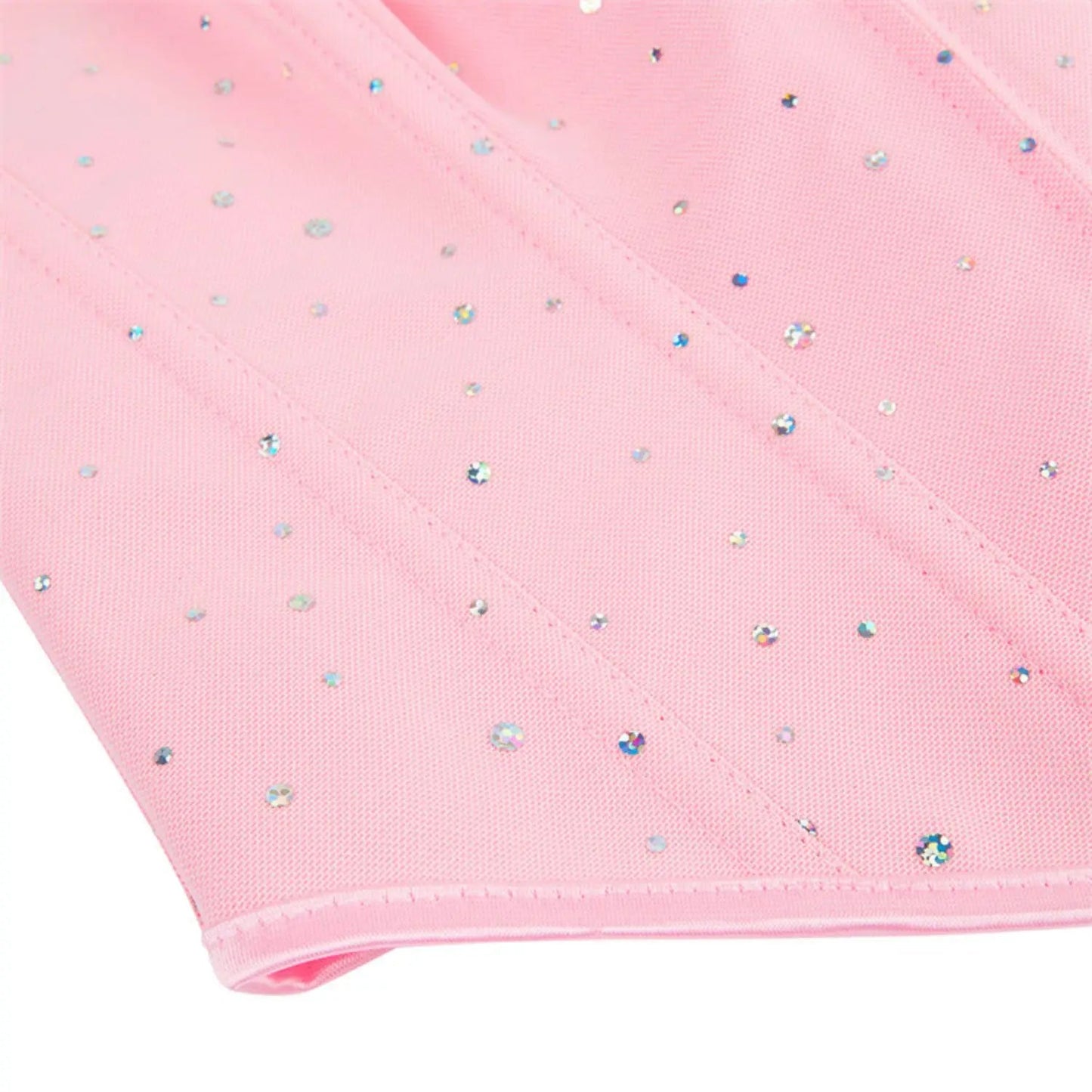 Top Corsetto Rosa Glitter con Scollo a Cuore e Stringhe Posteriori - Rosboutiquechic