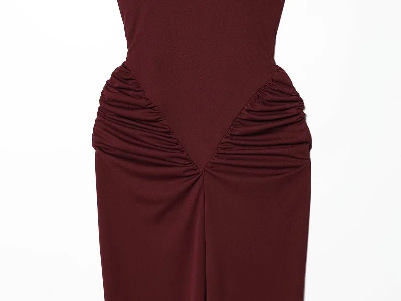 Vestito Lungo alla Caviglia con Schiena Scoperta e Scollo a Cuore - Rosboutiquechic