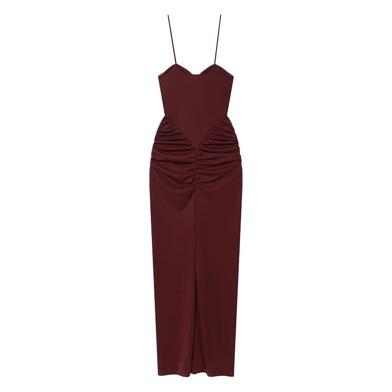 Vestito Lungo alla Caviglia con Schiena Scoperta e Scollo a Cuore - Rosboutiquechic